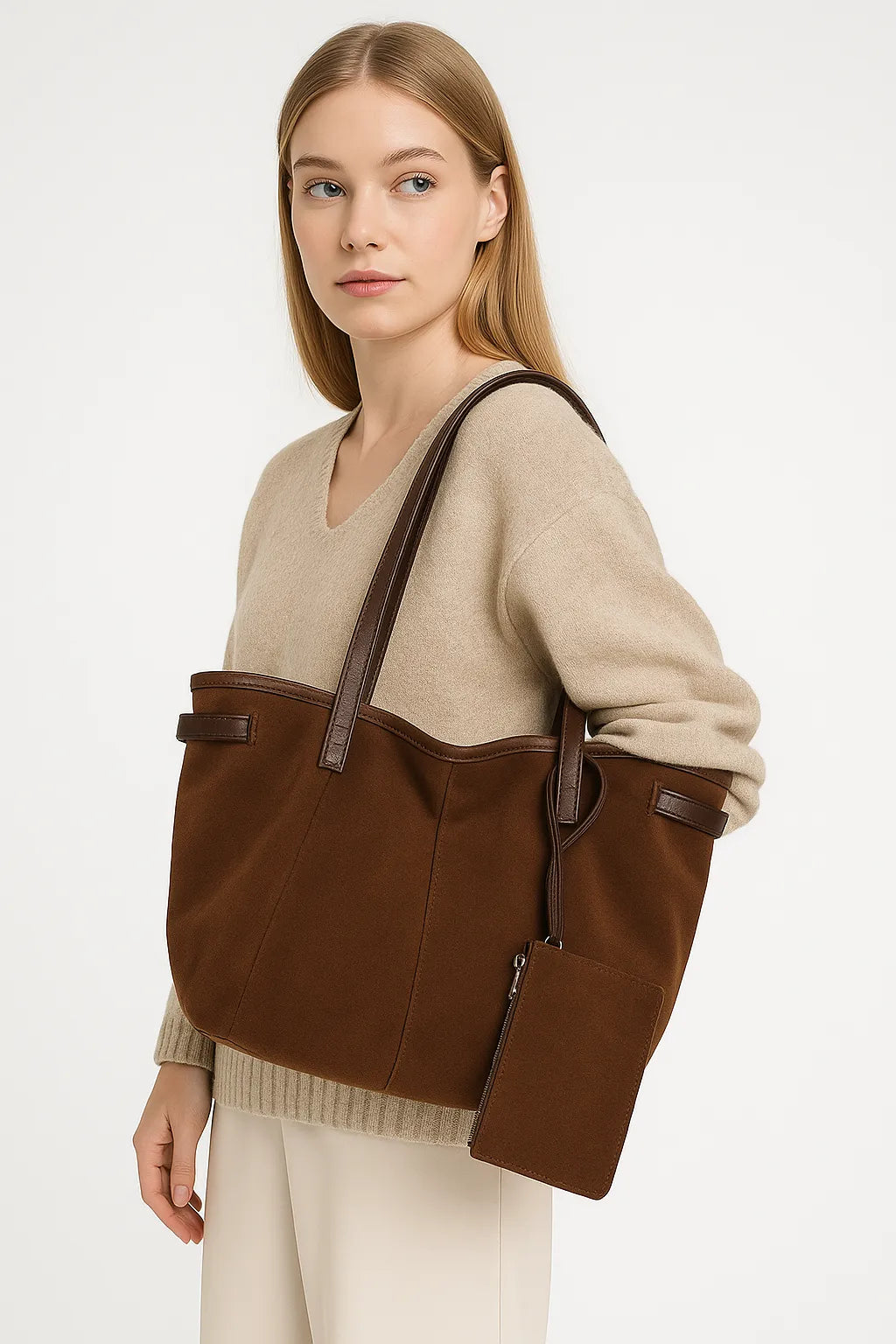 Bolso Shopper de Gamuza Sintética – Elegancia Casual para Mujer