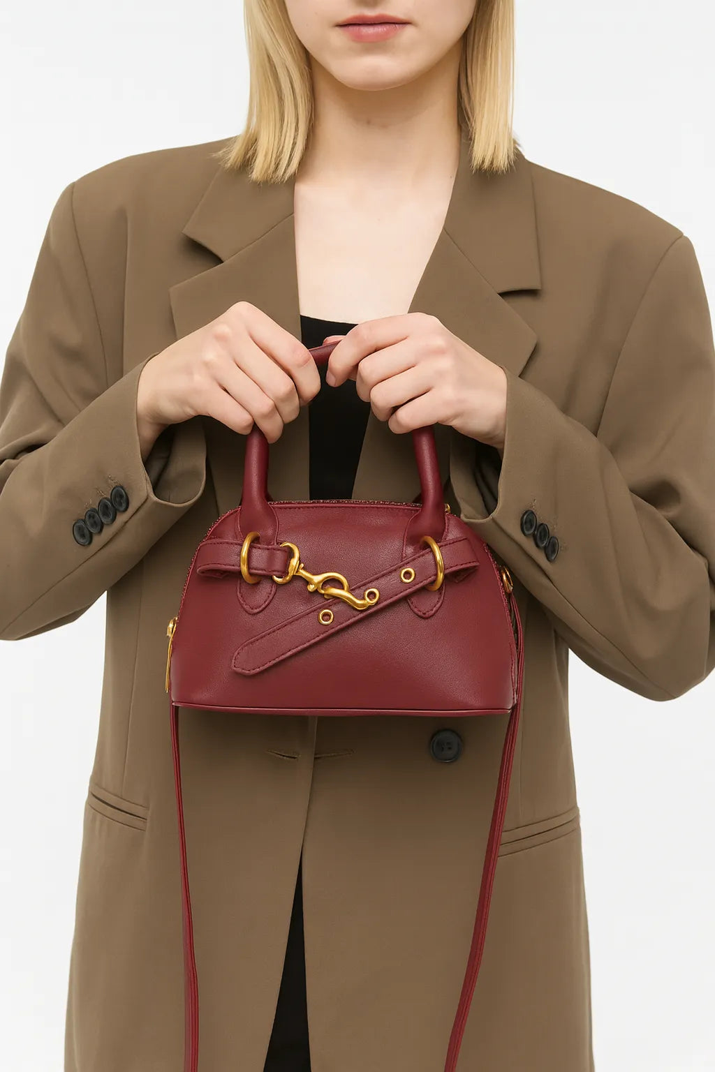 Mini Bolso Tote de Mano con Hebilla