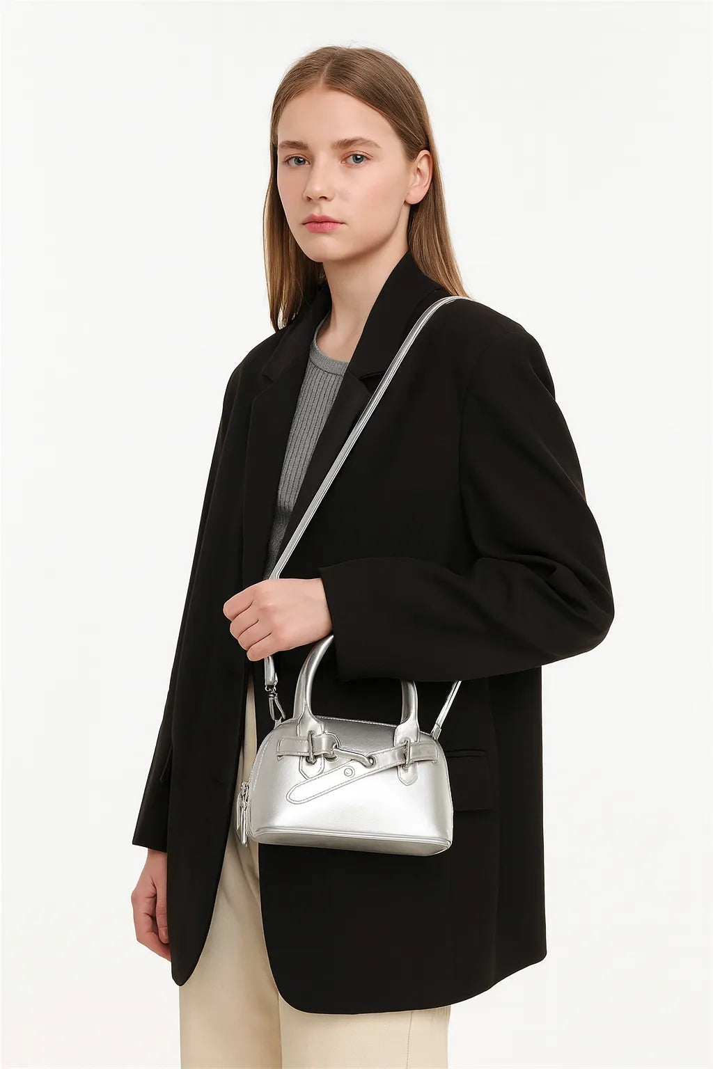 Mini Bolso Tote de Mano con Hebilla