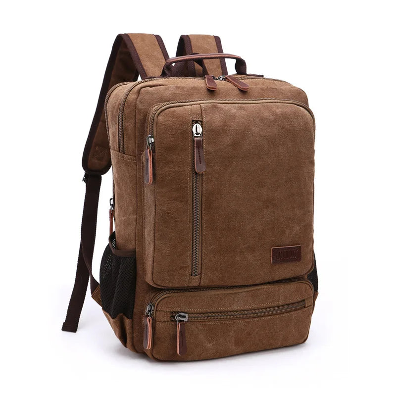Mochila de Lona Premium Color Café – Estilo Clásico y Funcionalidad Urbana