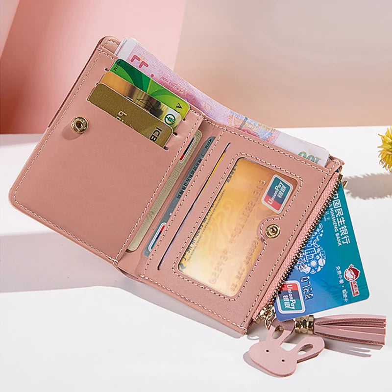 Cartera Corta Patchwork con Borla para Mujer