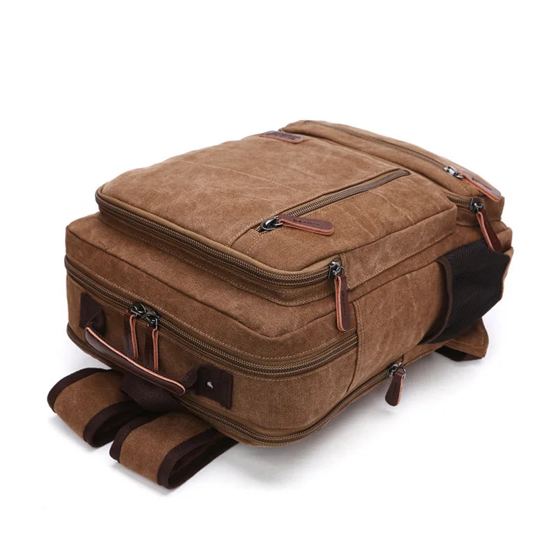 Mochila de Lona Premium Color Café – Estilo Clásico y Funcionalidad Urbana