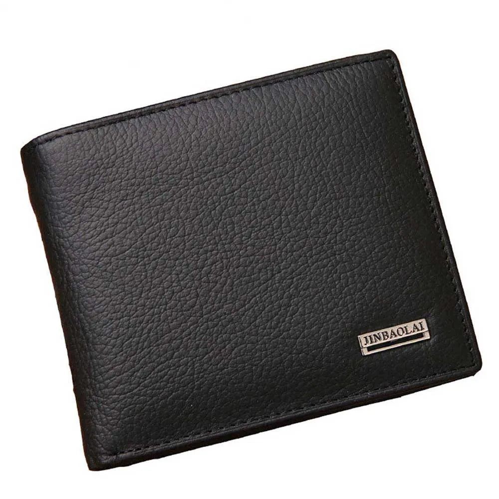 Cartera Clásica de Piel Genuina para Hombre - Negro