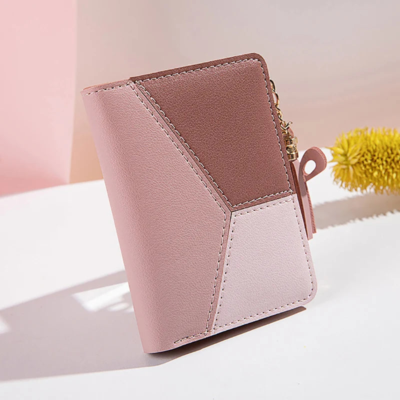 Cartera Corta Patchwork con Borla para Mujer