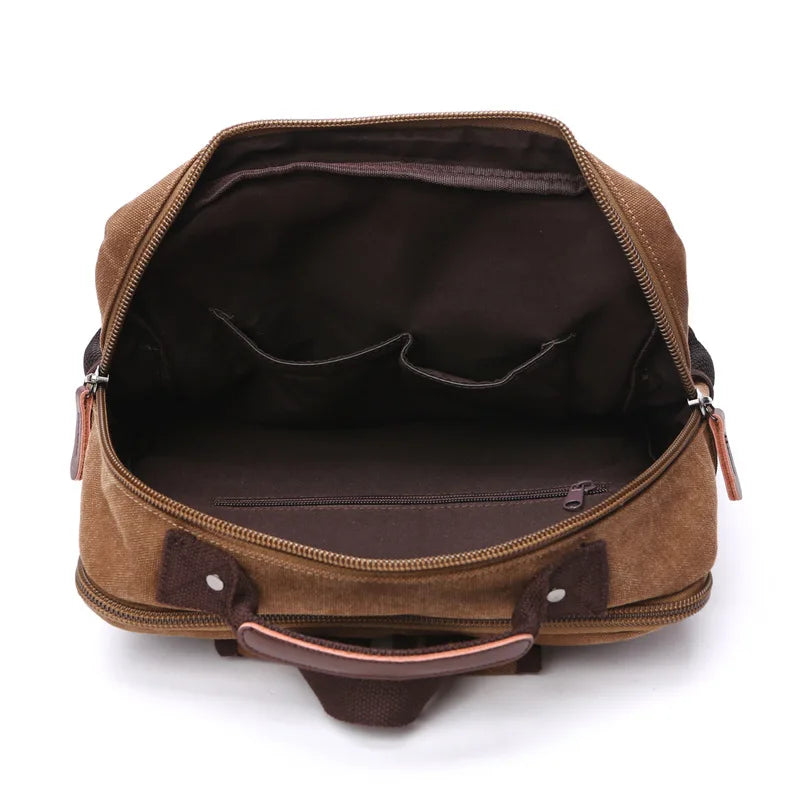 Mochila de Lona Premium Color Café – Estilo Clásico y Funcionalidad Urbana