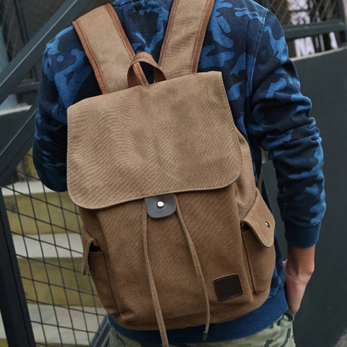 Large Capacity Preppy Canvas Backpack – Casual Style and Everyday Functionality