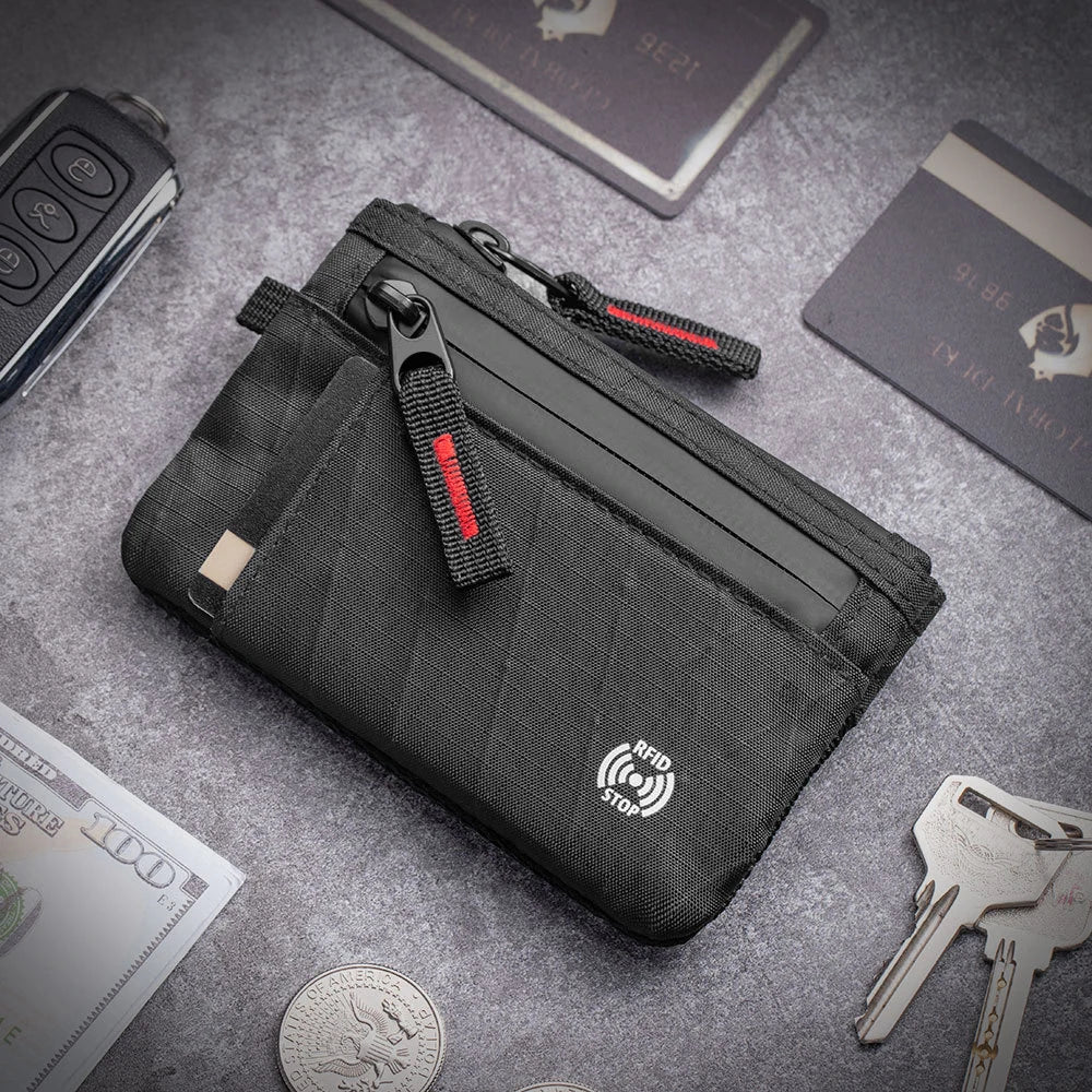 Cartera EDC de Nylon Ultrafina con RFID y Cremallera
