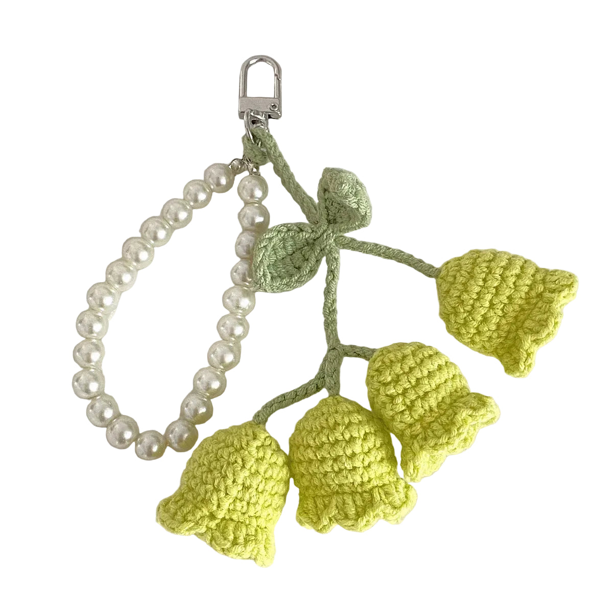 Green Crochet Orchid with Pearls: Natural Freshness