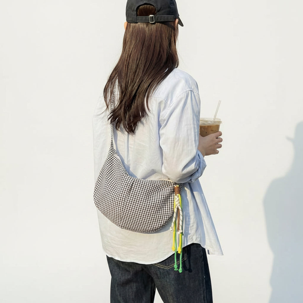 Bolso Bandolera de Cuadros Microfibra para Mujer