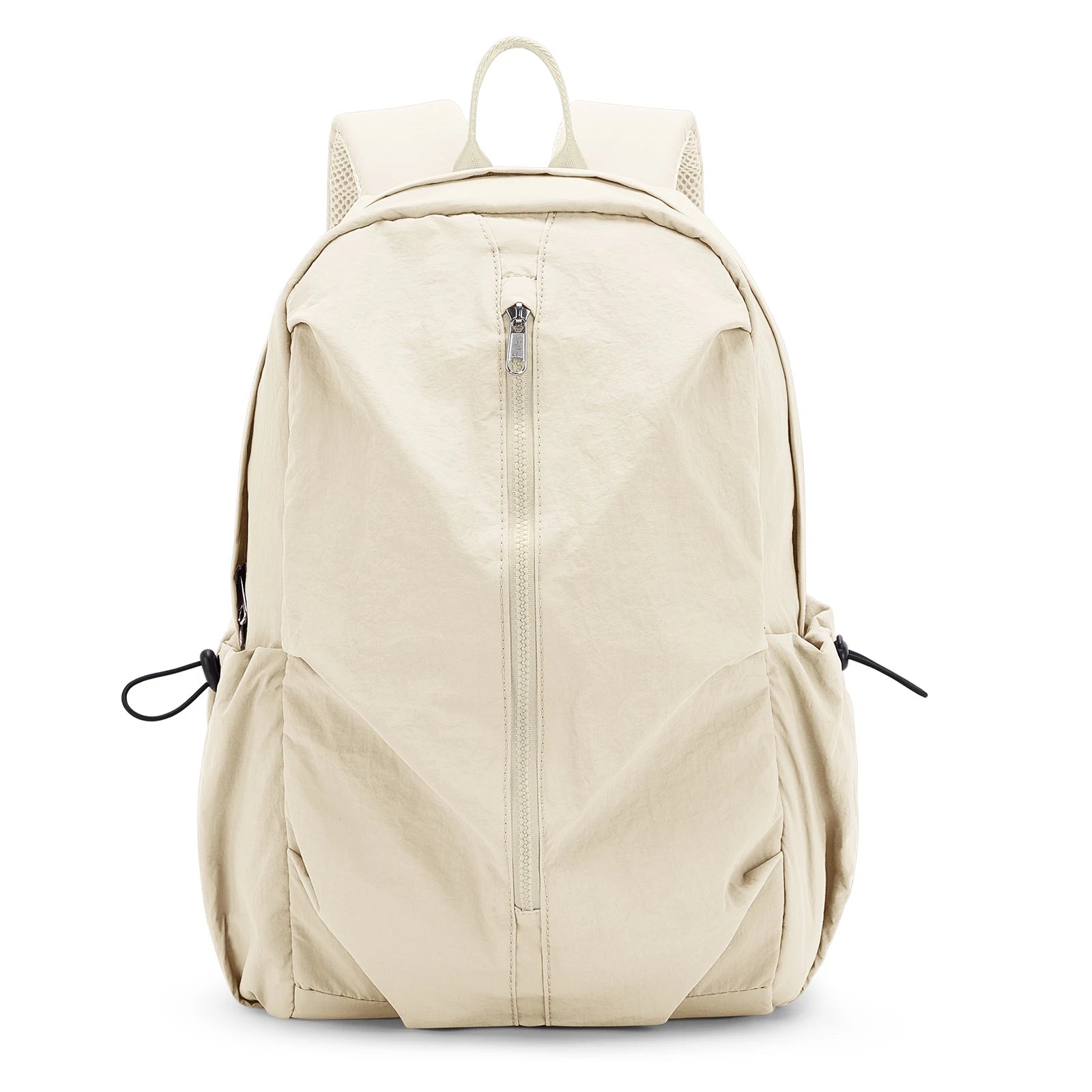 Unisex Casual Beige Nylon Backpack – Lightweight, Stylish, and Versatile
