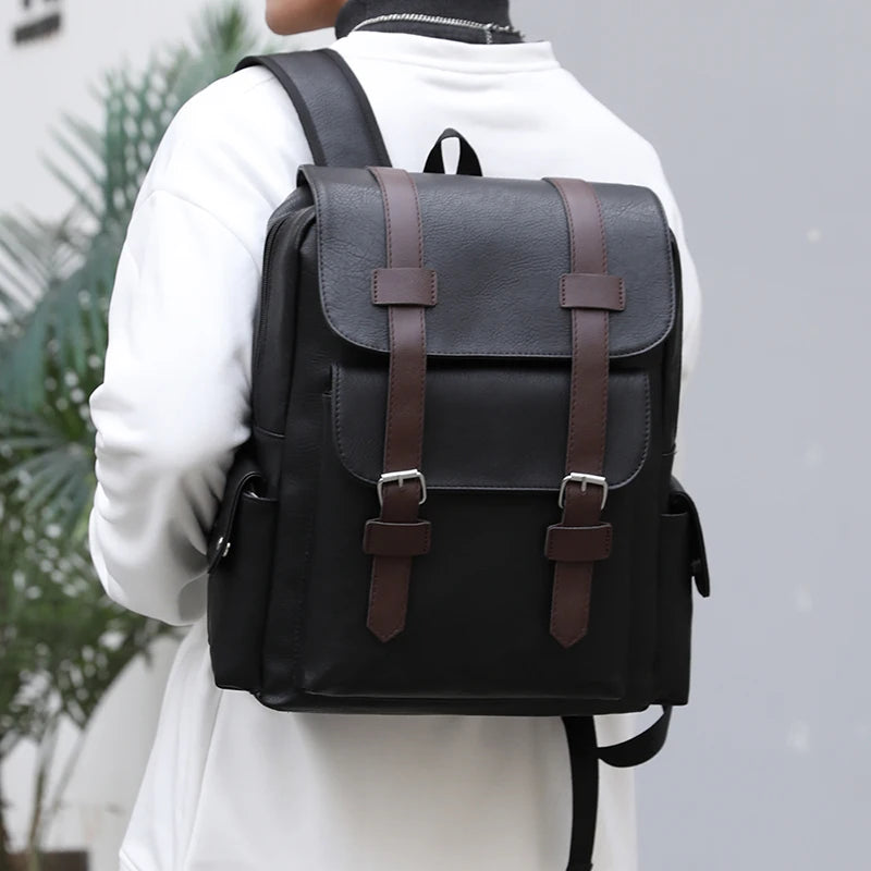 Premium PU Leather Casual Backpack – Urban Style and Smart Capacity