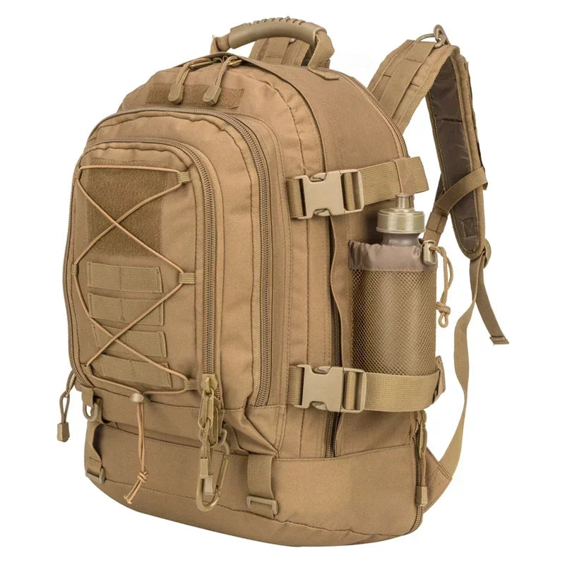 65L Unisex Military Tactical Backpack Coffee - Durable and Large Capacity