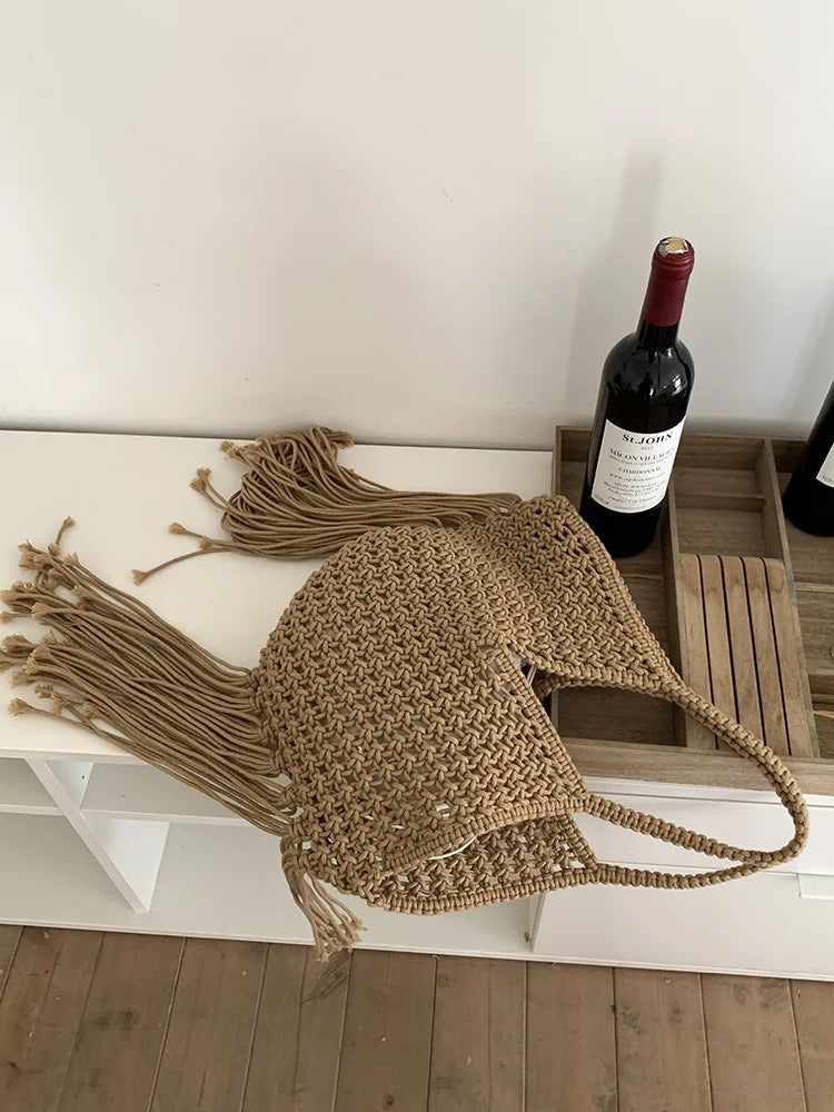 Bolso Tote de Paja y Algodón Orgánico – Estilo Artesanal de Gran Capacidad