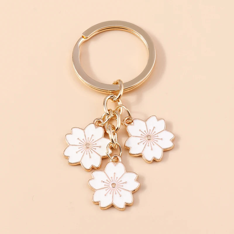 Lilac Enamel Sakura Flower Keychain: Japanese Elegance