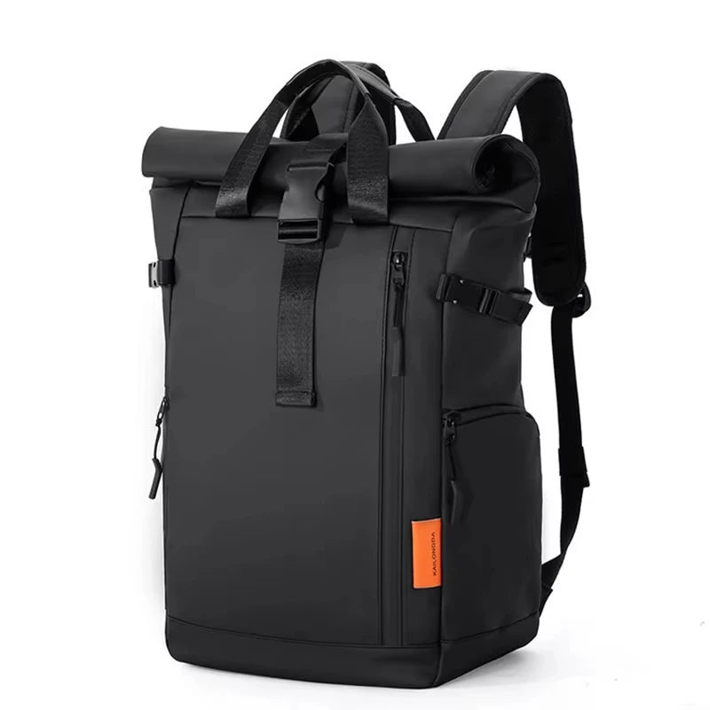 Mochila Casual Unisex Negra Expandible de Nylon – Urbana y Funcional