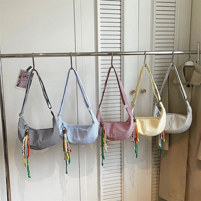 Bolso Bandolera de Cuadros Microfibra para Mujer