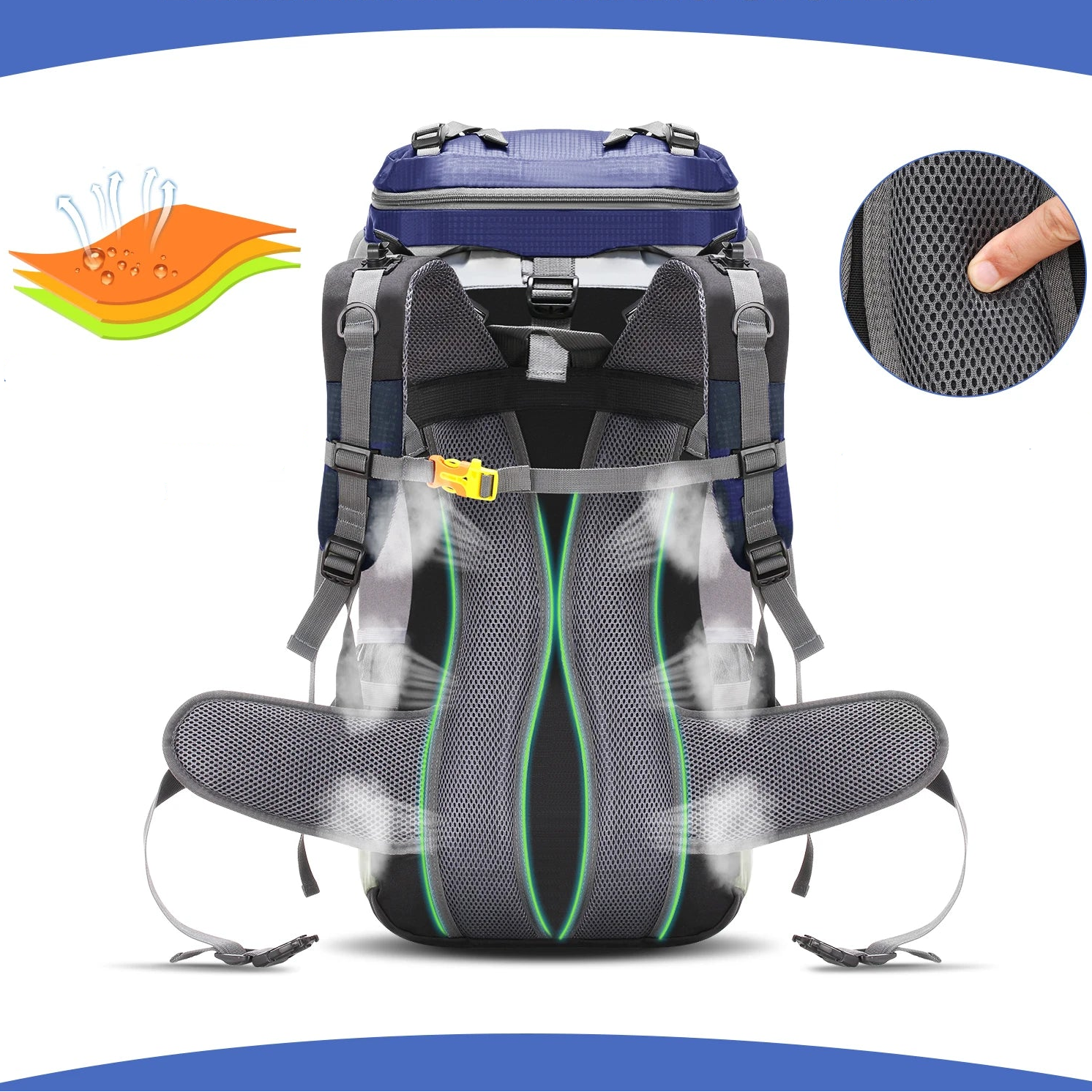 LIXADA 60L Blue Outdoor Backpack – Large Capacity and Maximum Comfort