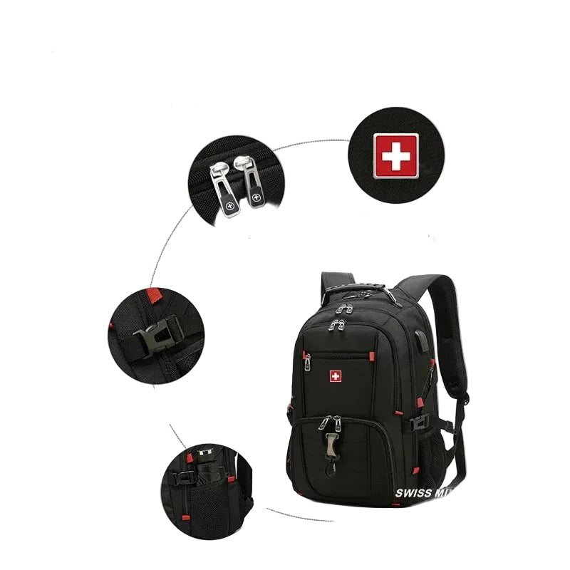 Mochila SWISS MILITARY de Gran Capacidad – Laptop 17.3", Impermeable y Carga USB
