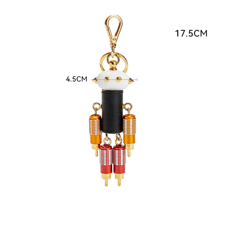 Premium Leather Robot Charm Pendant – Unique Accessory for Designer Handbags