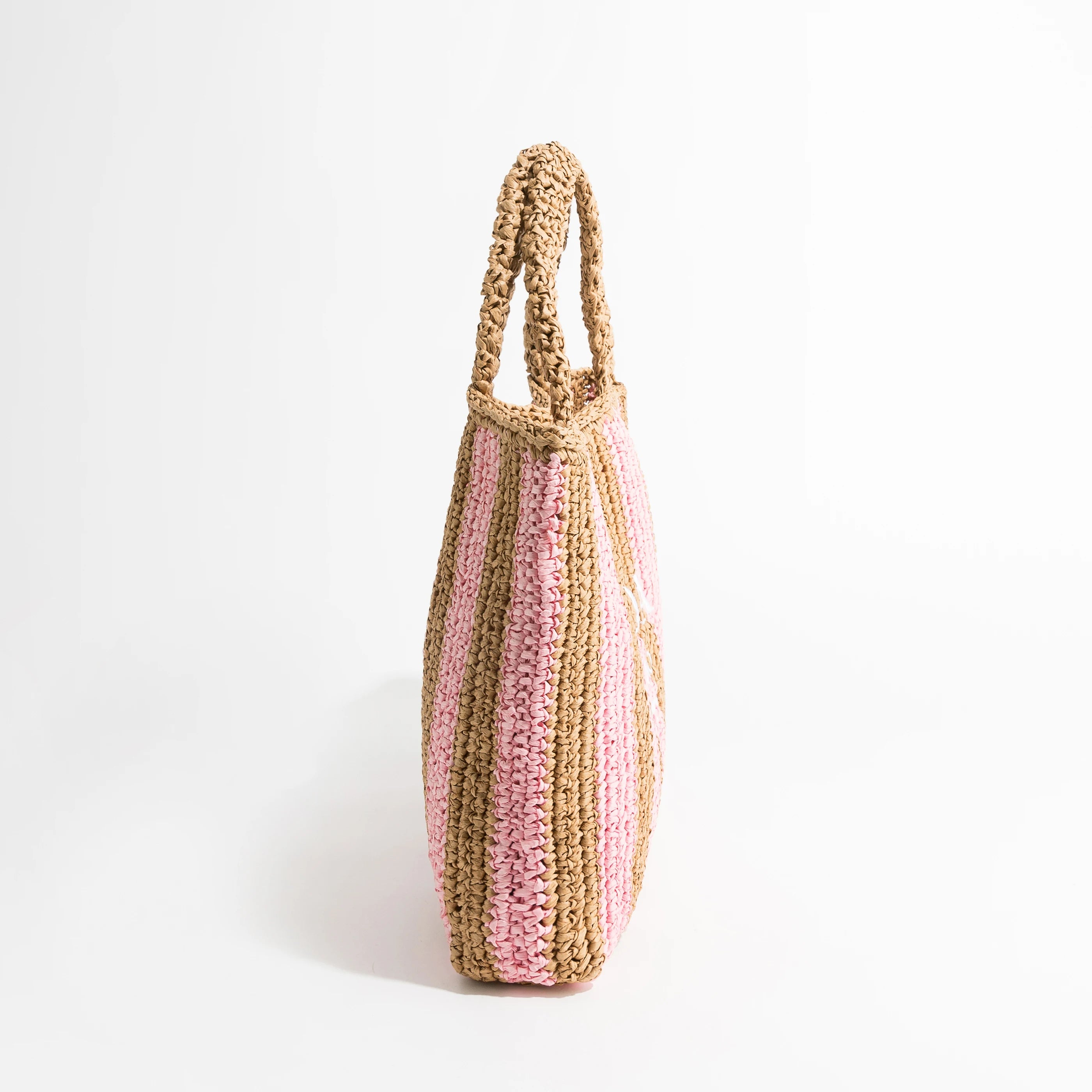 Bolso Tote de Rafia en Crochet – Diseño de Rayas y Gran Capacidad Artesanal