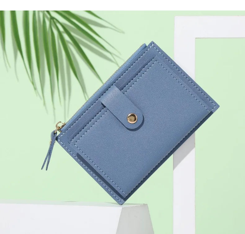 Tarjetero Ultrafino con Cremallera para Mujer - Azul