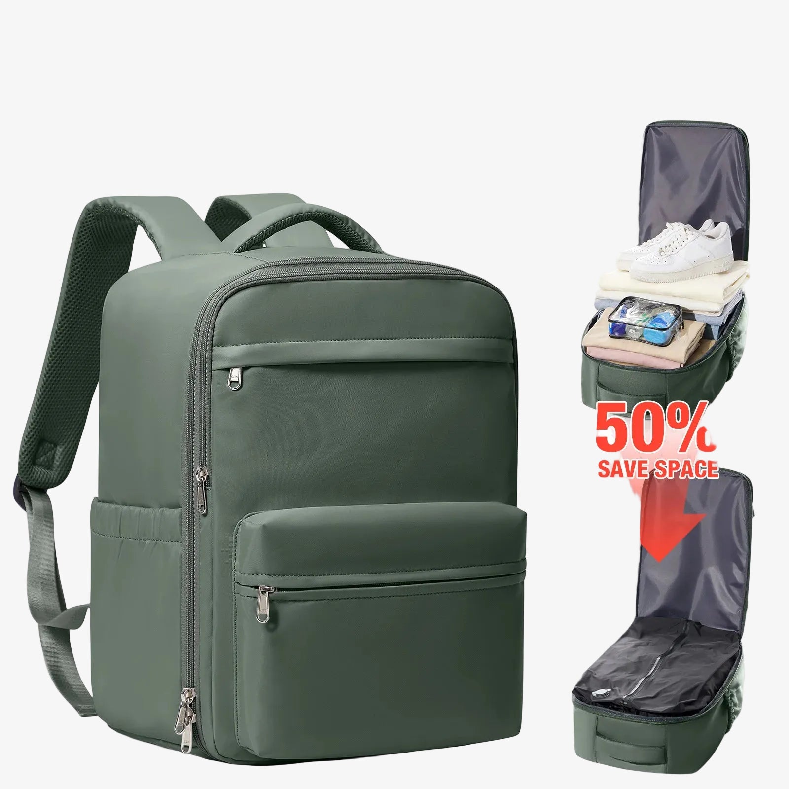 Mochila Likros de Compresión al Vacío Verde – Funcionalidad Outdoor y Confort