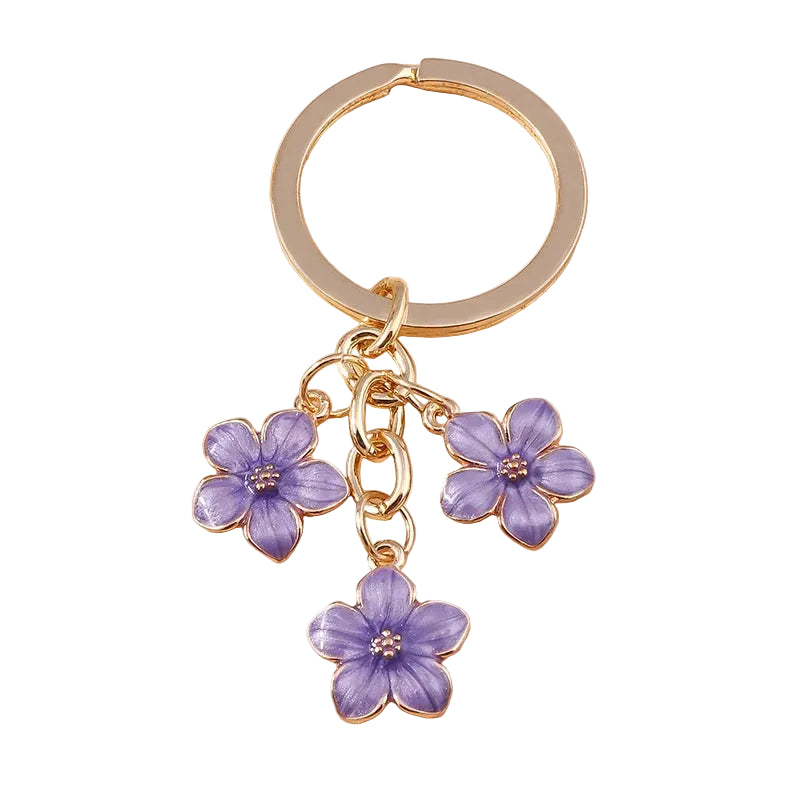 Lilac Enamel Sakura Flower Keychain: Japanese Elegance
