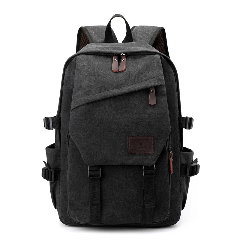 Unisex Black Canvas Backpack – Compact, Stylish, and Durable