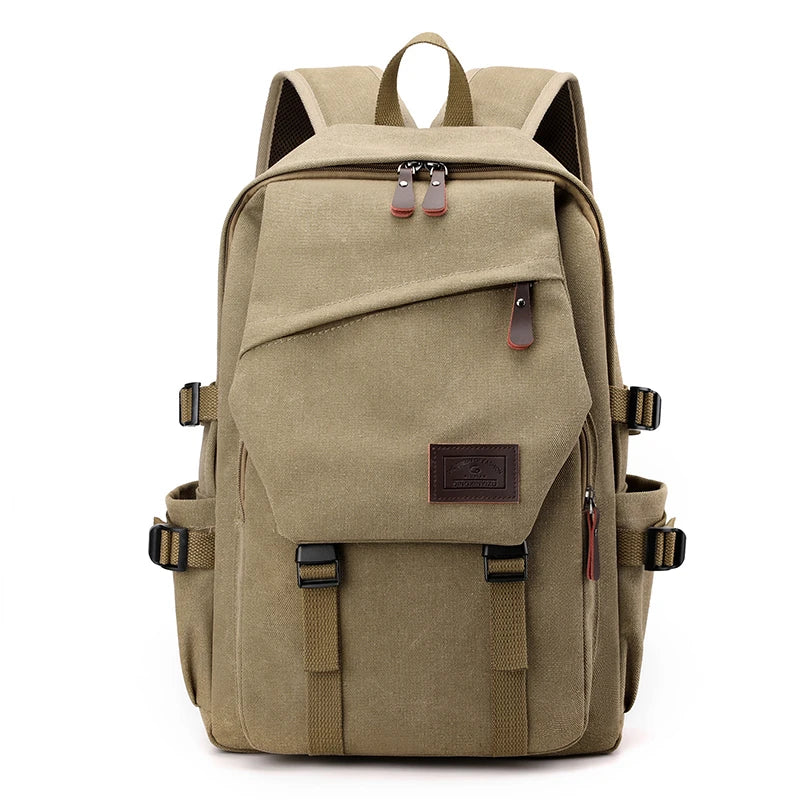 Unisex Khaki Canvas Backpack - Compact, Versatile, and Durable