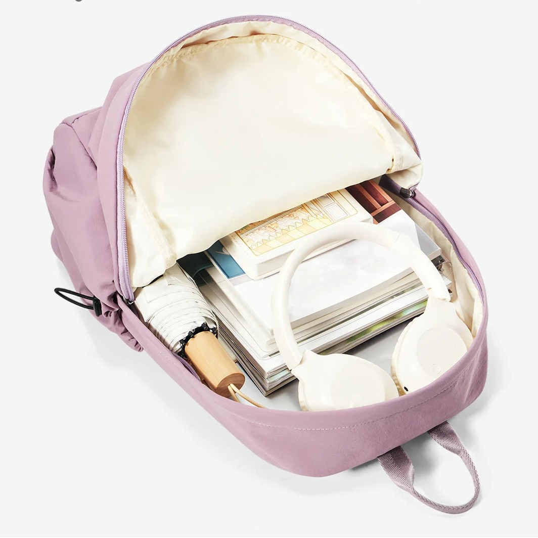 Pink Unisex Casual Nylon Backpack - Lightweight and Comfortable for Everyday Use