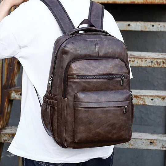 Premium PU Leather Casual Backpack – Urban Style and Smart Organization