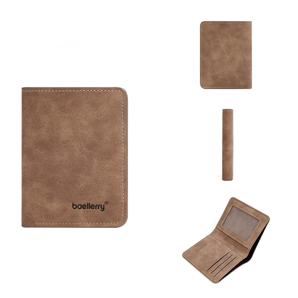 Cartera Vertical Fina para Bolsillo Delantero de Hombre - Marrón