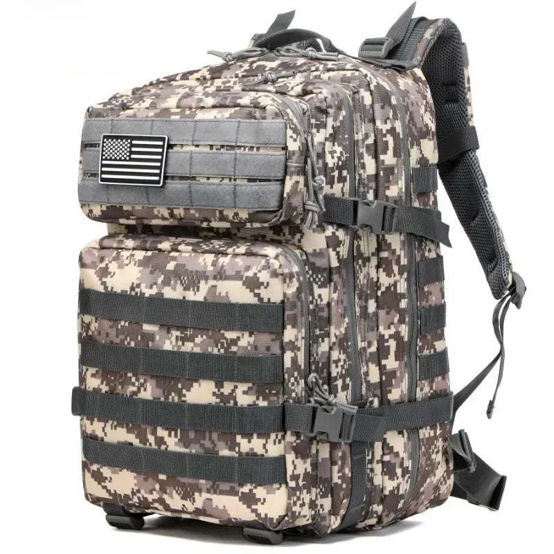 Mochila Táctica 50L Impermeable | Estilo Militar Gris
