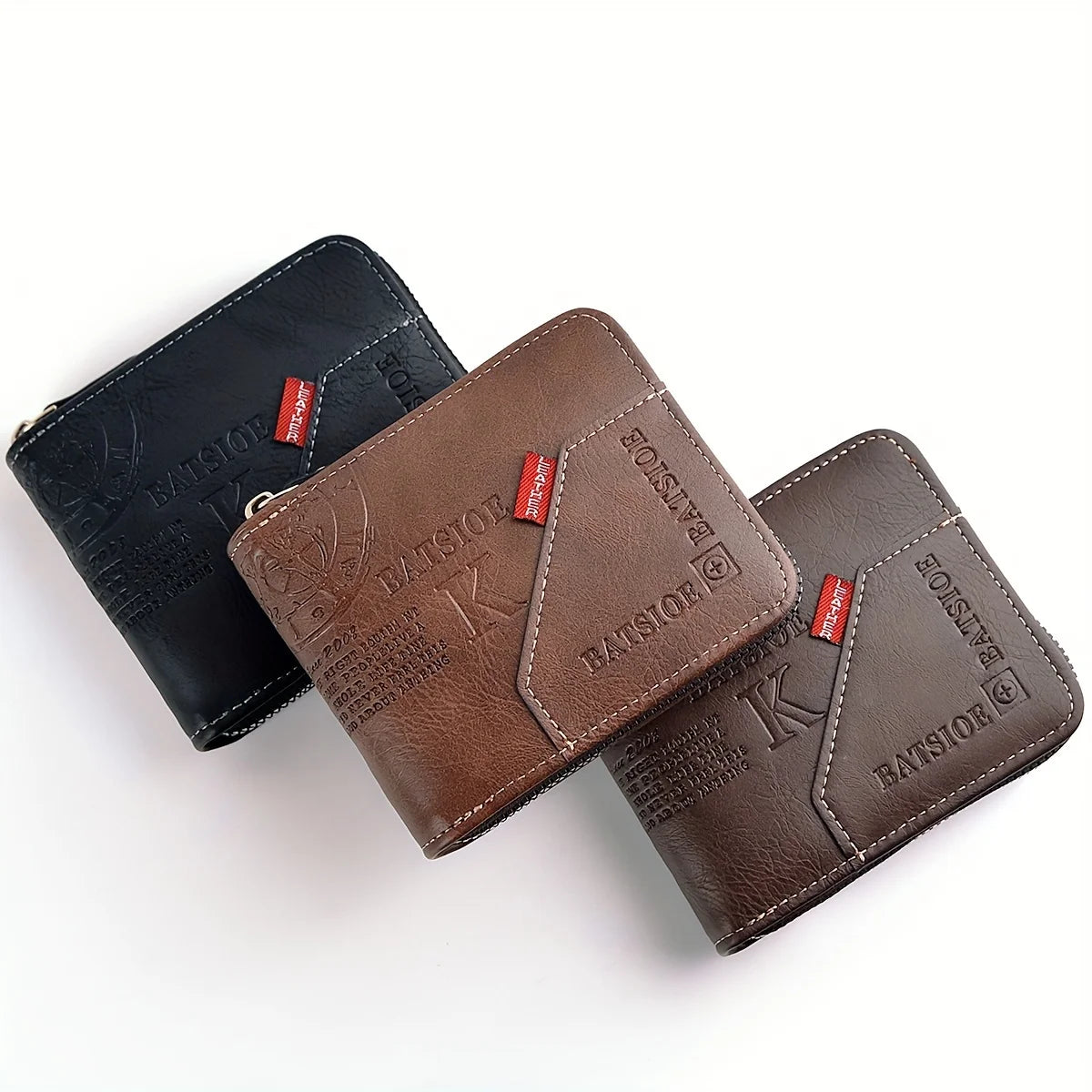 Cartera Vintage con Cremallera Efecto Piel Encerada para Hombre