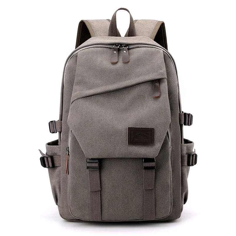 Unisex Gray Canvas Backpack - Compact, Modern, and Durable