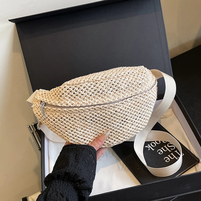 Bolso Riñonera Tejido Estilo Rafia para Playa