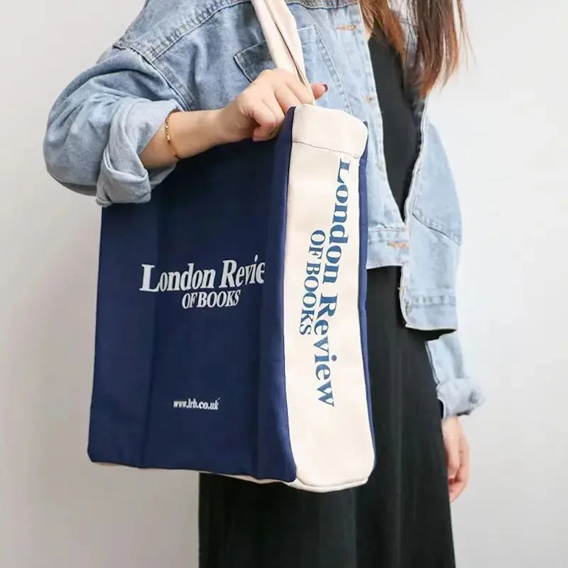 Bolso Tote de Lona Grande con Letras – Estilo Casual y Máxima Capacidad