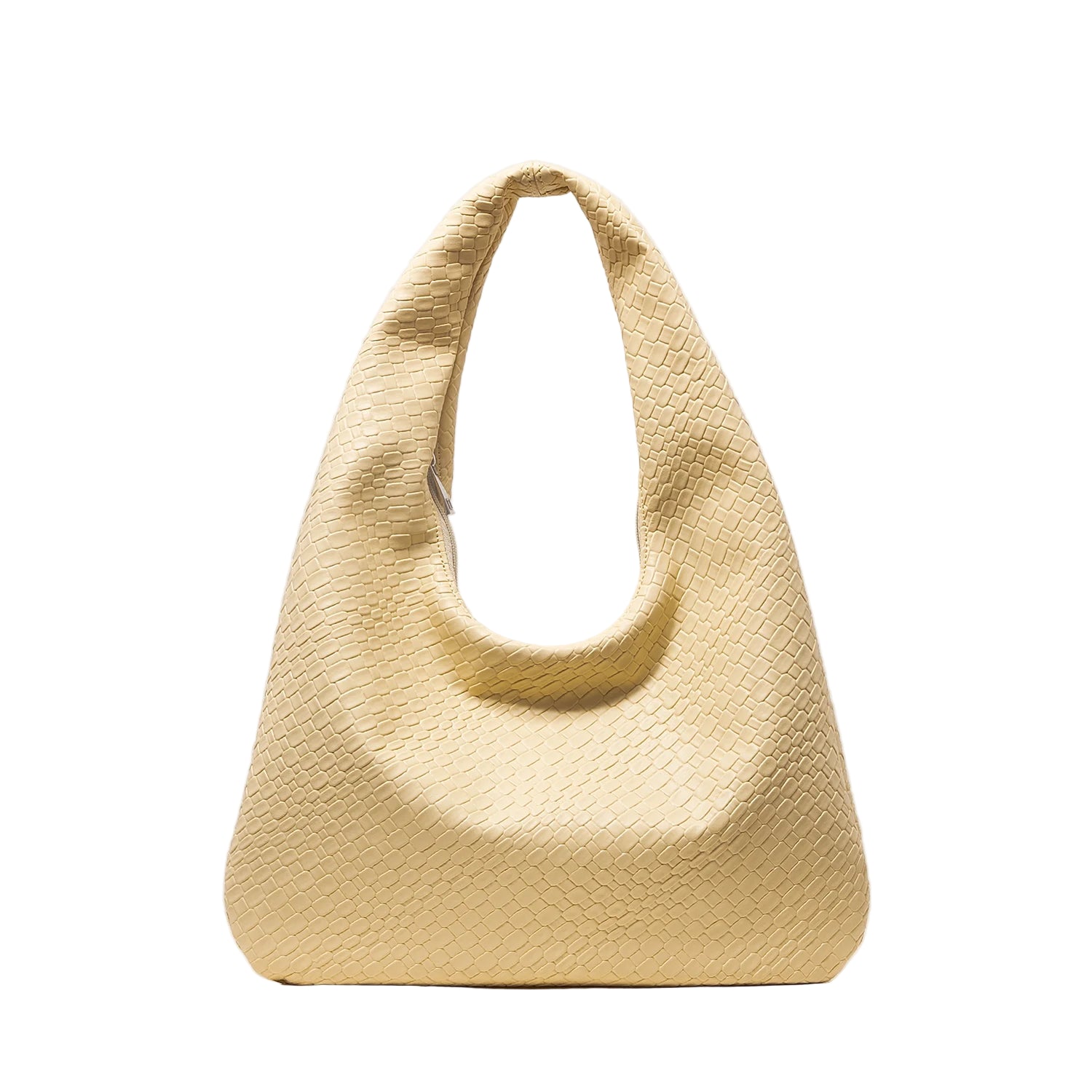 Geometric PU Half Moon Bag – Curved Design in Yellow and Red