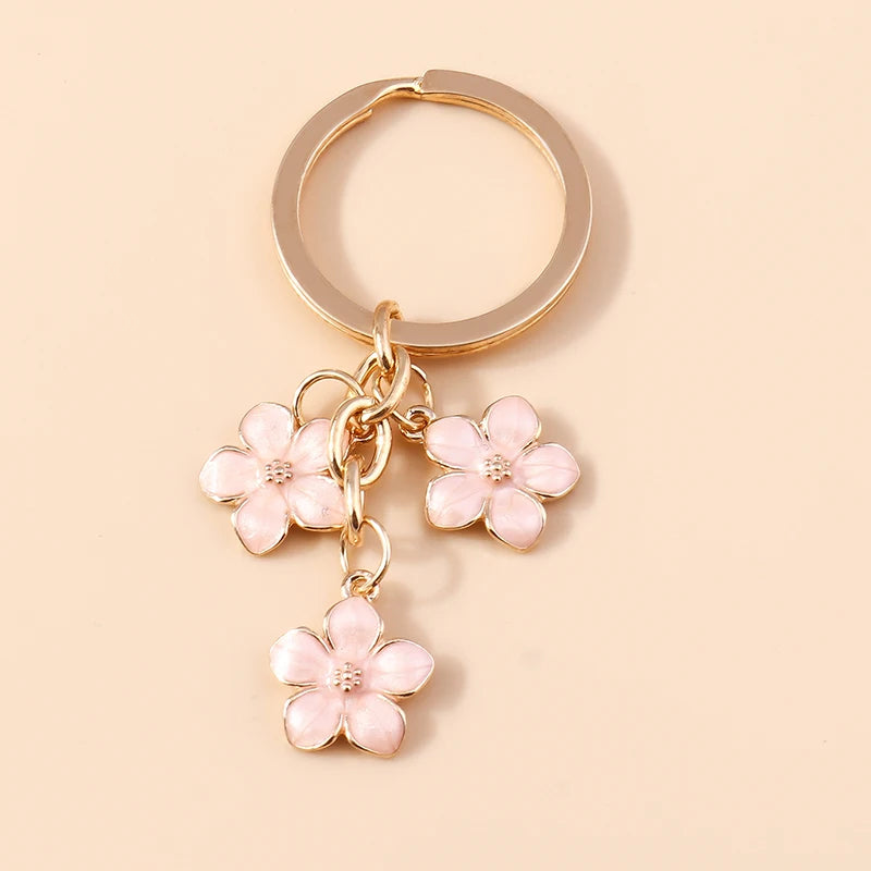 Lilac Enamel Sakura Flower Keychain: Japanese Elegance