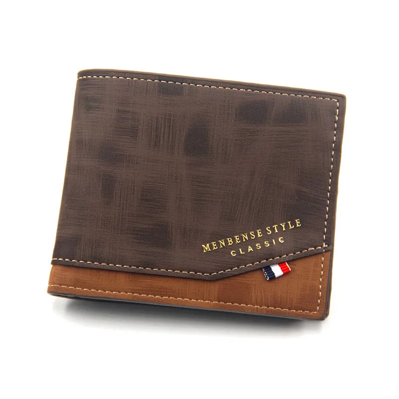 Cartera Clásica Bicolor con Monedero para Hombre - Marrón oscuro