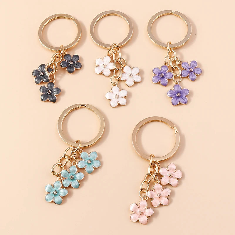 Lilac Enamel Sakura Flower Keychain: Japanese Elegance