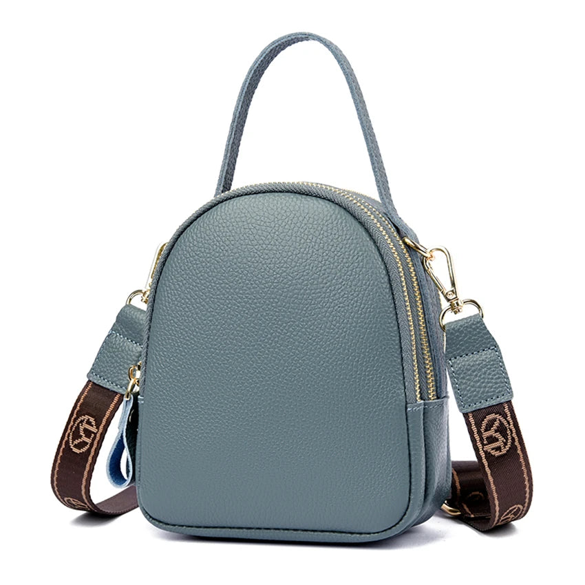Bolso para Móvil Circular de Piel Auténtica – Elegancia Compacta para Mujer