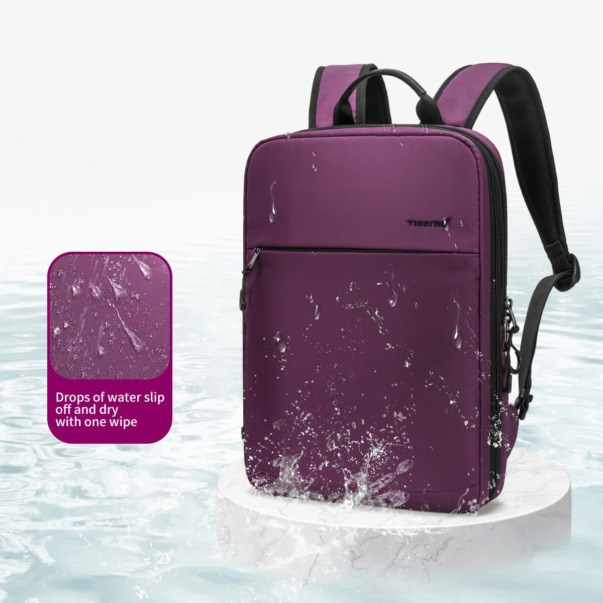 Mochila Expandible Tigernu Morada para Portátil 15,6” – Ligera, Moderna y Funcional