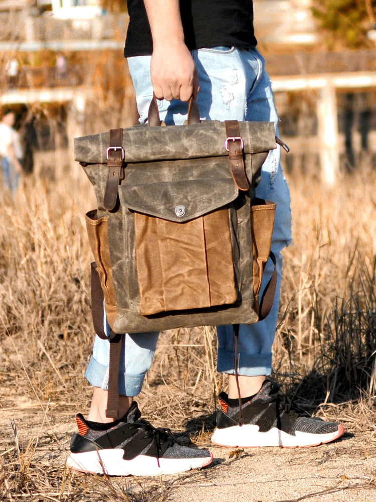Vintage Canvas and Leather Backpack – Classic Style, Durability and Functionality