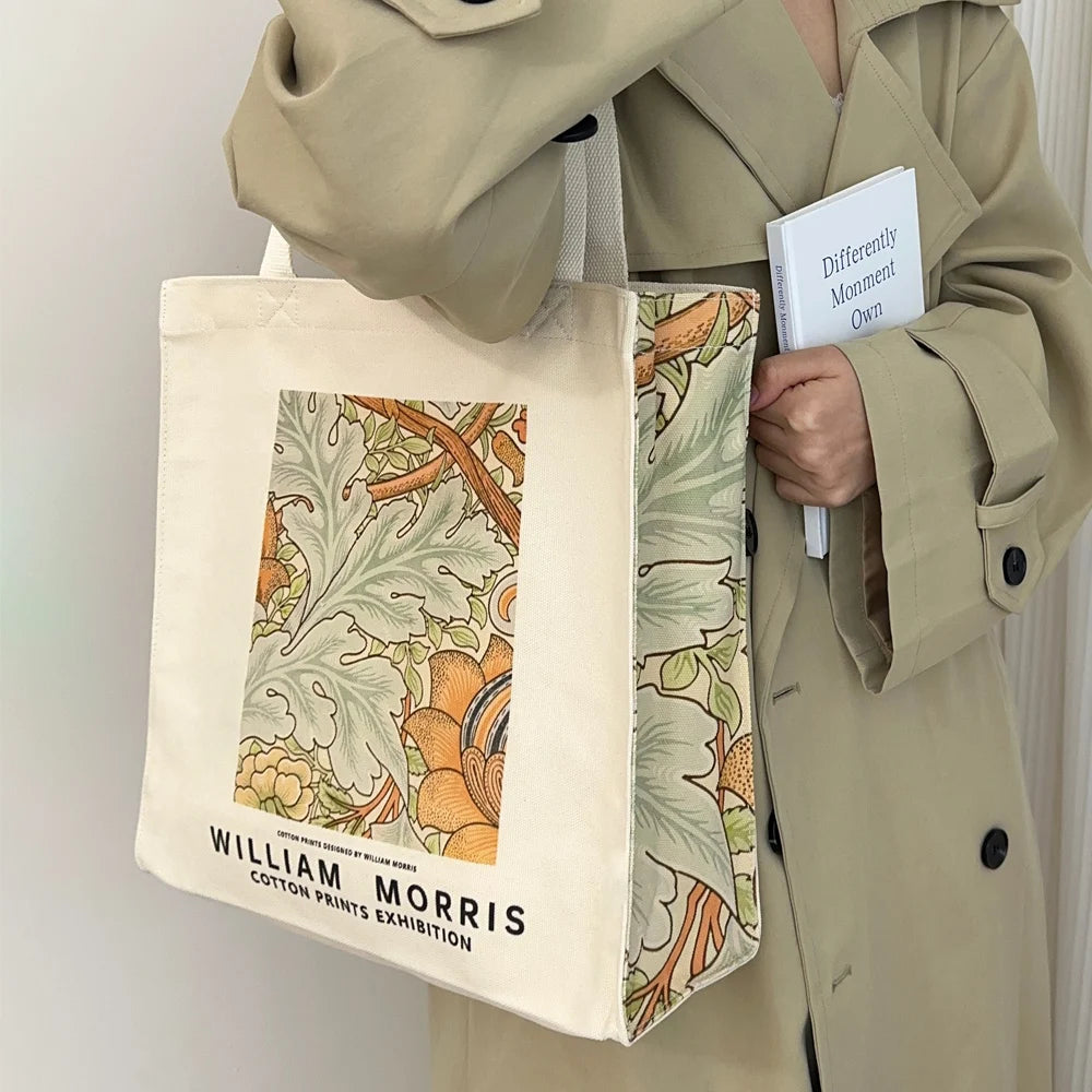 Bolso Tote Vintage Plantas de Algodón – Lona Amplia y Natural