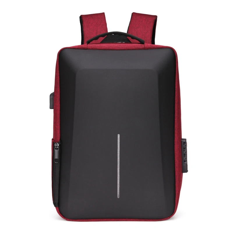 Red Oxford Urban Backpack with Laptop Compartment – Modern and Functional Style