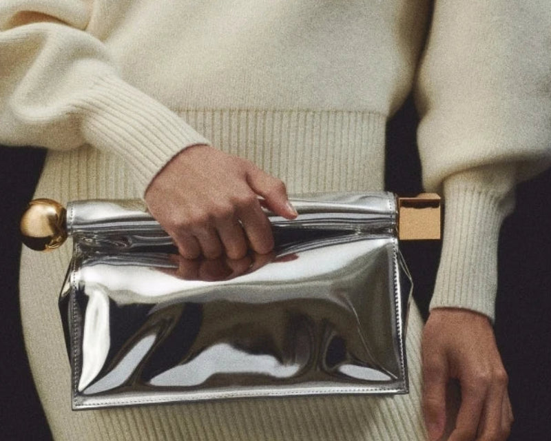Elegant Gold and Silver Clutch - Minimalist Party Bag