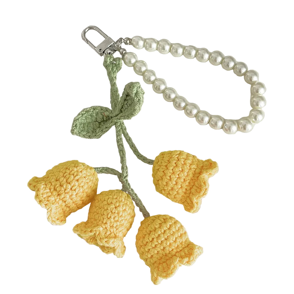 Yellow Crochet Orchid with Pearls: Energy and Style