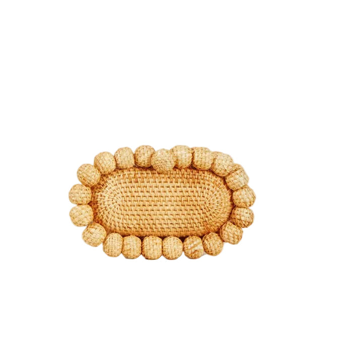 Rigid Egg-Shaped Rattan Clutch Bag – Artisanal Luxury for Parties and Events
