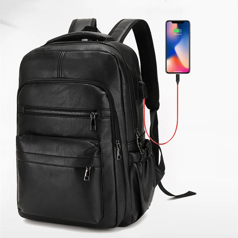 Black PU Leather Urban Backpack – Functional Elegance and Everyday Style